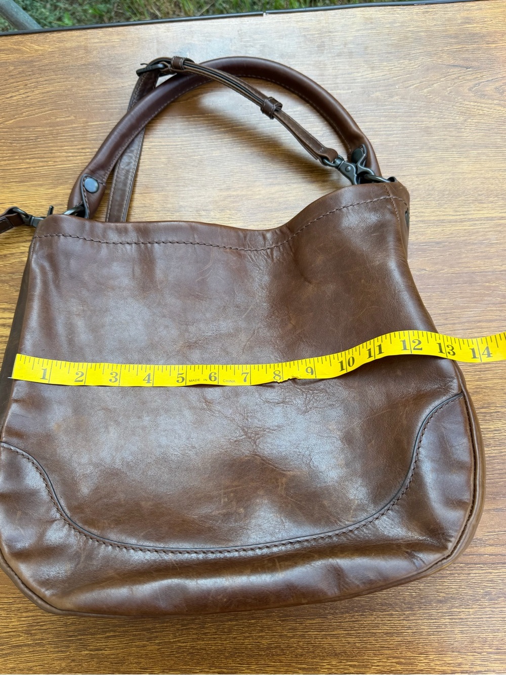 Frye Melissa Leather Convertible Hobo Crossbody Shoulder Bag Brown - Picture 3 of 16